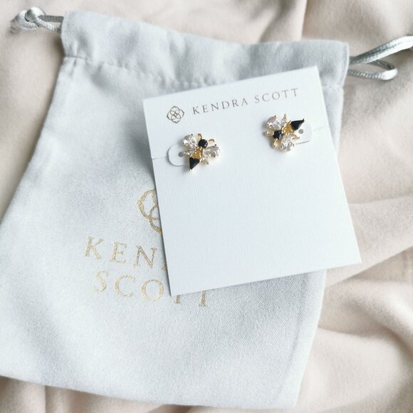 Kendra Scott Bee Crystal Stud Earrings Gold - Picture 3 of 3